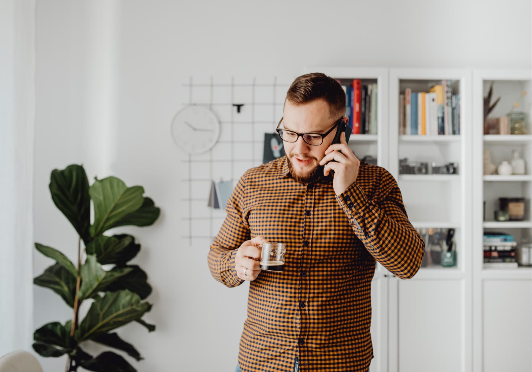 Professional on a call in a modern office